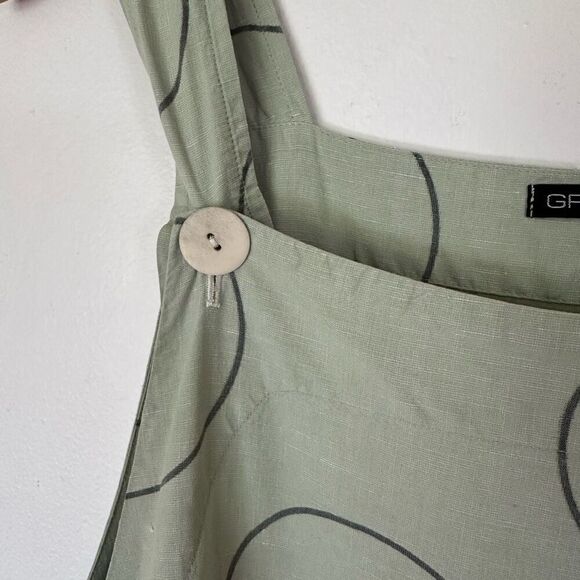 Grizas Women’s Silk Linen Blend Green Sleeveless Jumper Style Dress With All Ove - Picture 7 of 11